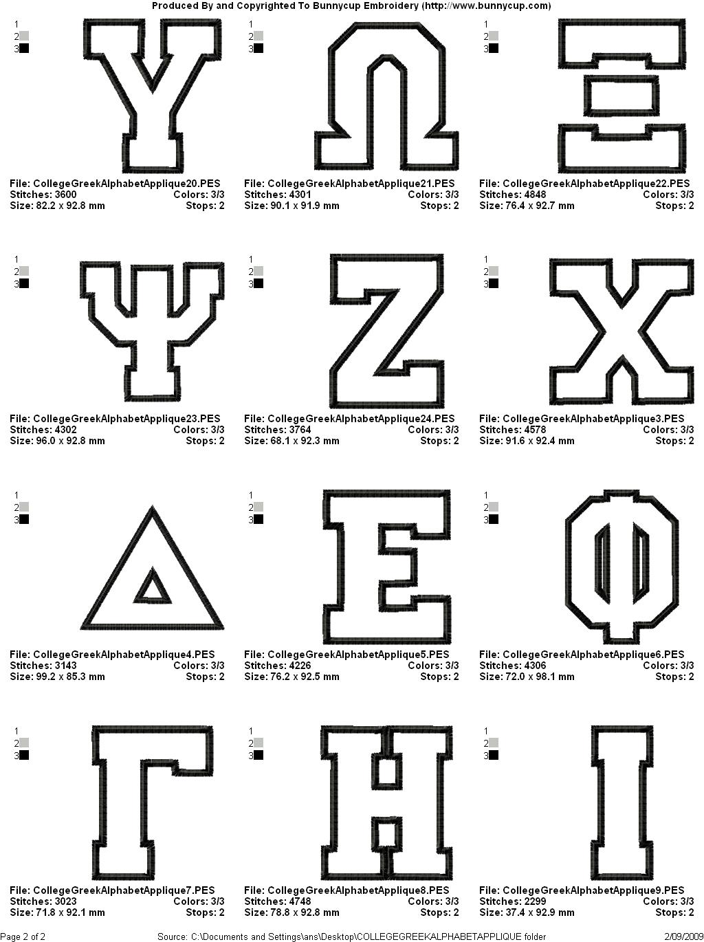 Greek Letter Chart