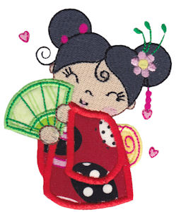Kokeshi Dolls Applique 10