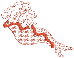 Mermaids Redwork 1