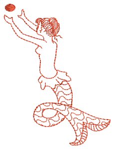 Mermaids Redwork 2