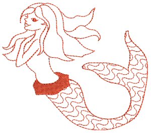 Mermaids Redwork 3