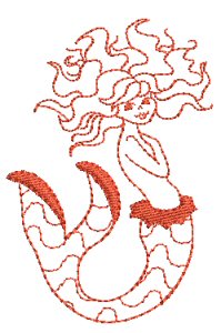 Mermaids Redwork 4
