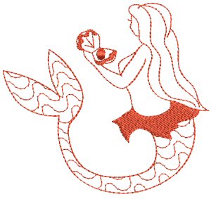 Mermaids Redwork 5