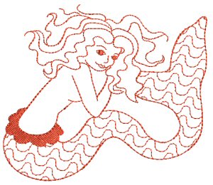 Mermaids Redwork 6