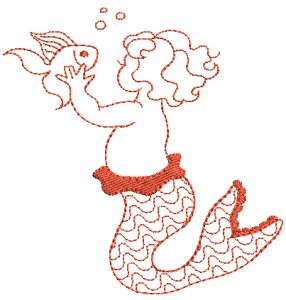Mermaids Redwork 8