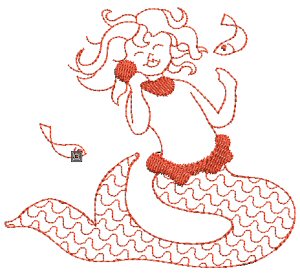 Mermaids Redwork 9