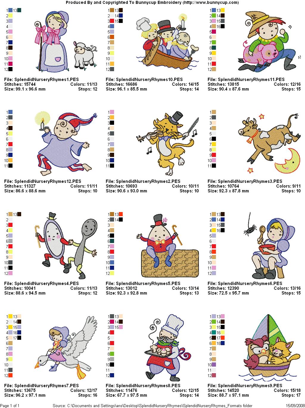 Nursery Rhyme Embroidery Patterns