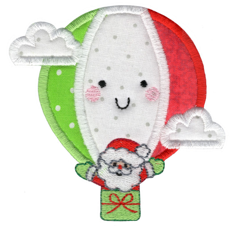 Applique Santa In Hot Air Balloon