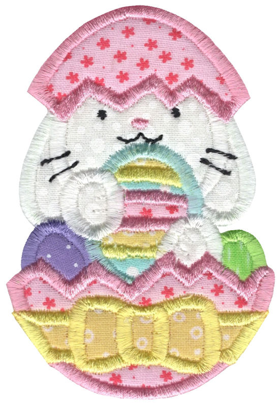 Applique Bunny In Cracked Egg