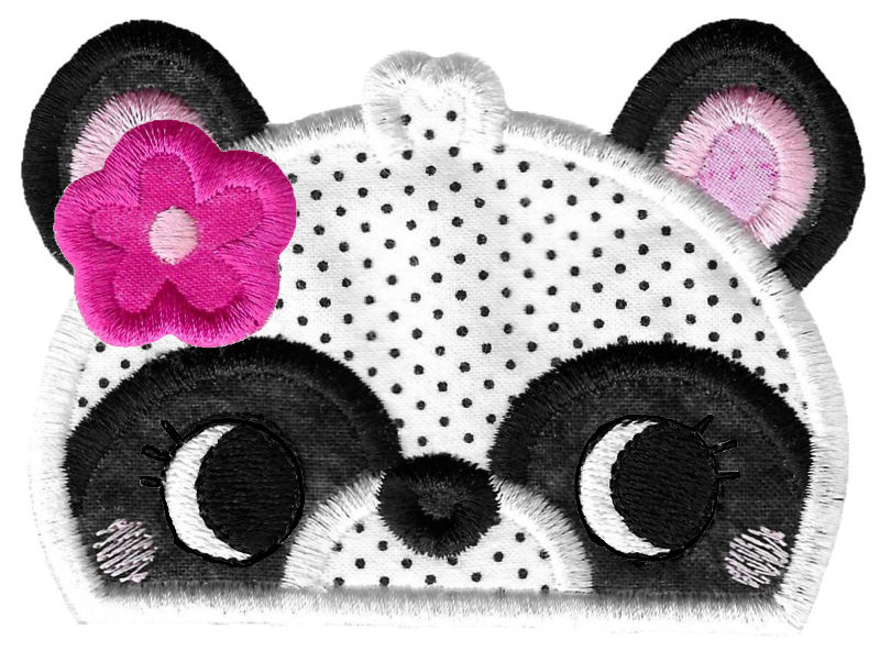 Girl Panda Applique Animal Topper