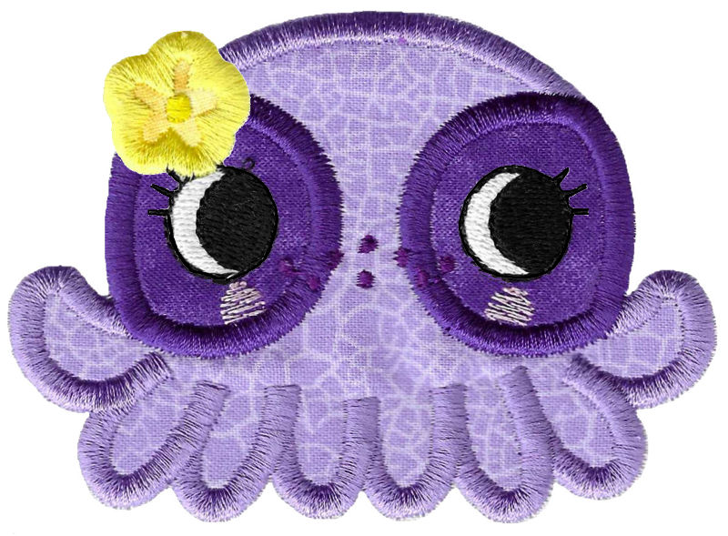 Girl Octopus Applique Animal Topper