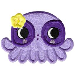 Girl Octopus Applique Animal Topper