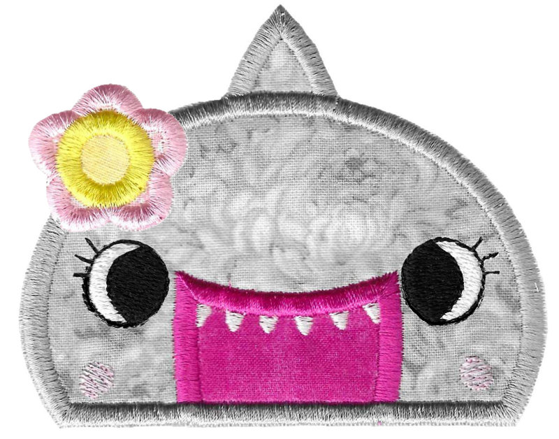Girl Shark Applique Animal Topper