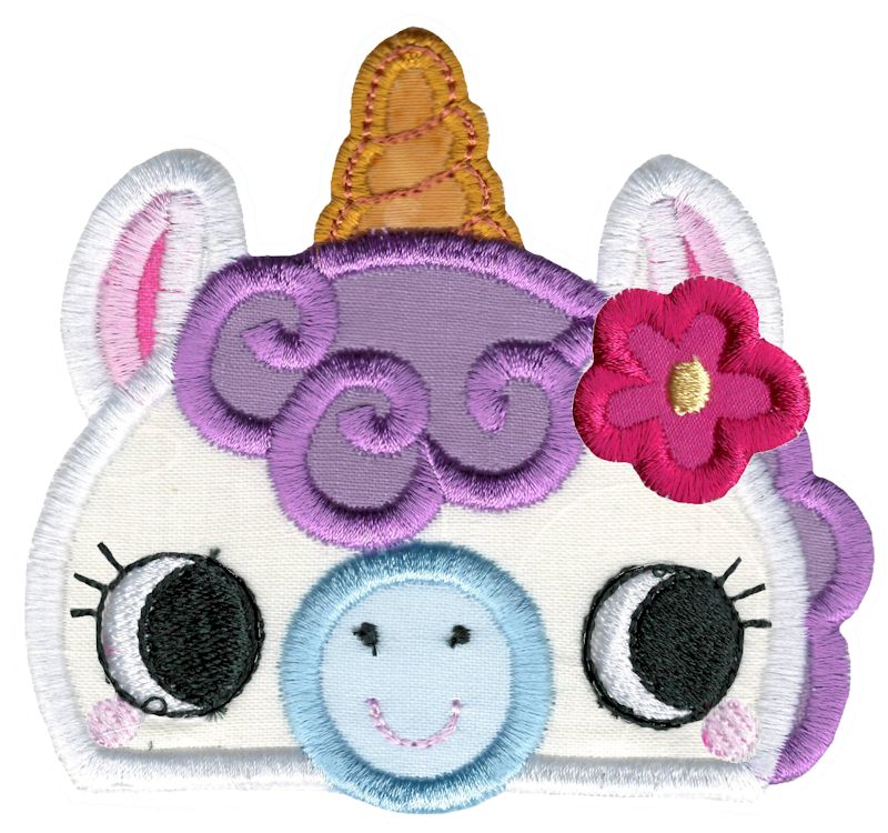 Girl Unicorn Animal Topper Applique