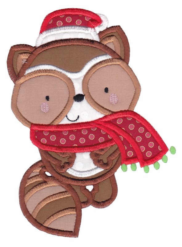Applique Christmas Raccoon
