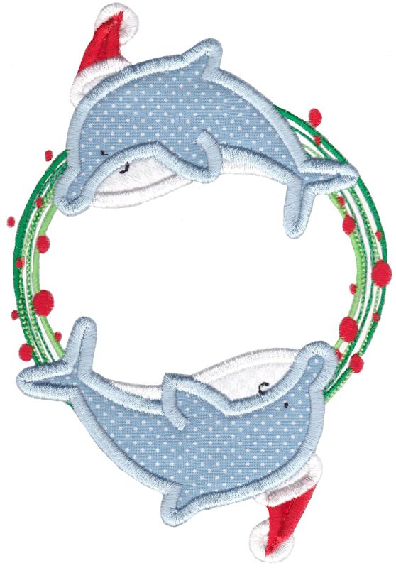 Applique Christmas Dolphins