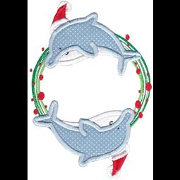Applique Christmas Dolphins