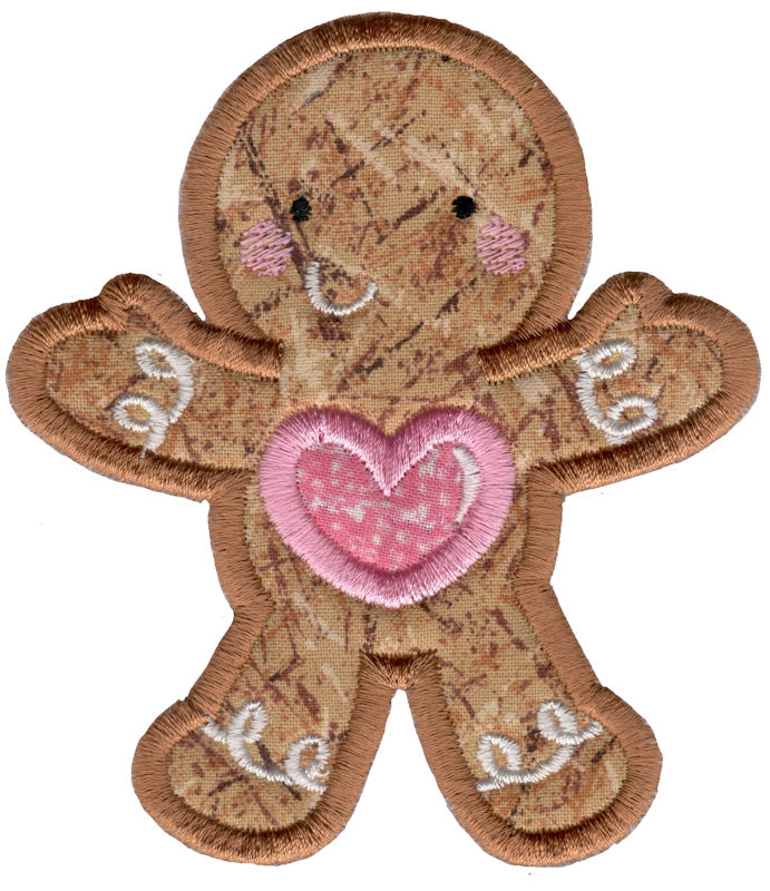 Heart Gingerbread Man Applique