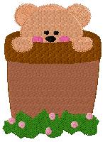 Bear in flower pot