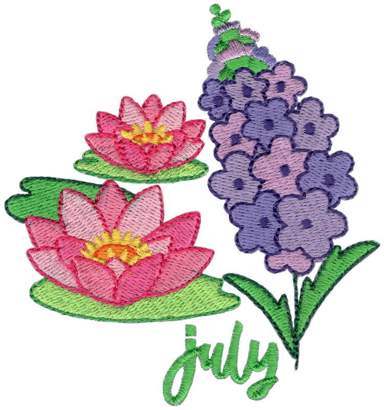 July Larkspurs and Water Lilies
