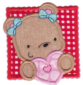 I Love You Girl Bear Applique