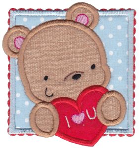I Love You Boy Bear Applique