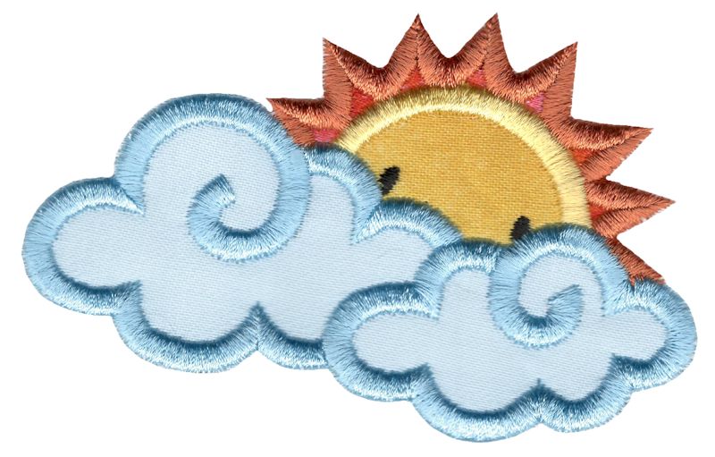 Sun Peeking Behind Clouds Applique