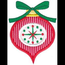 Red Retro Christmas Ornament with Bow Applique