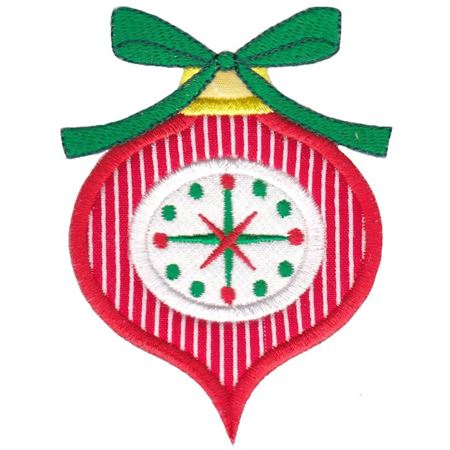 Red Retro Christmas Ornament with Bow Applique