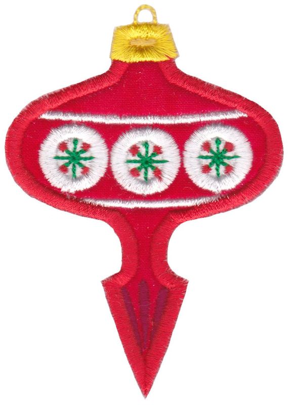 Red Retro Pointed Christmas Ornament Applique