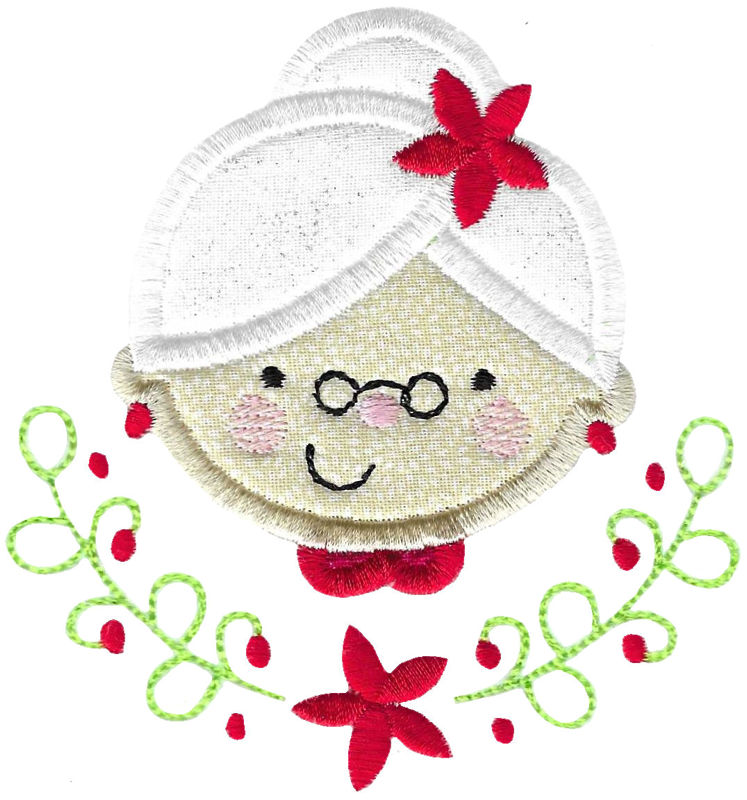Applique Mrs Claus Face