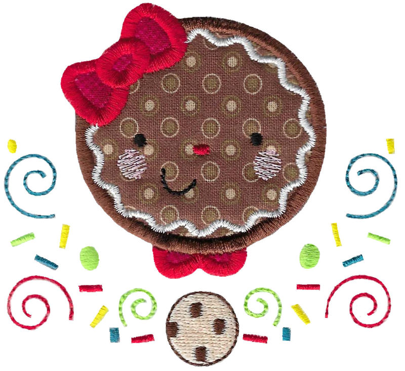 Applique Girl Gingerbread Face