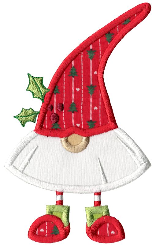 Fan Beard Gnome With Holly Applique