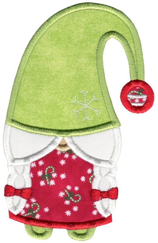 Girl Gnome With Droopy Hat Applique