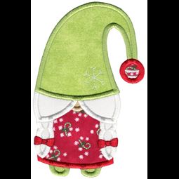 Girl Gnome With Droopy Hat Applique