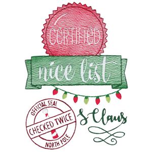 Nice List Ribbon Christmas Nice List Embroidery Designs - Bunnycup Embroidery