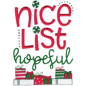 Nice List Ribbon Christmas Nice List Embroidery Designs - Bunnycup Embroidery