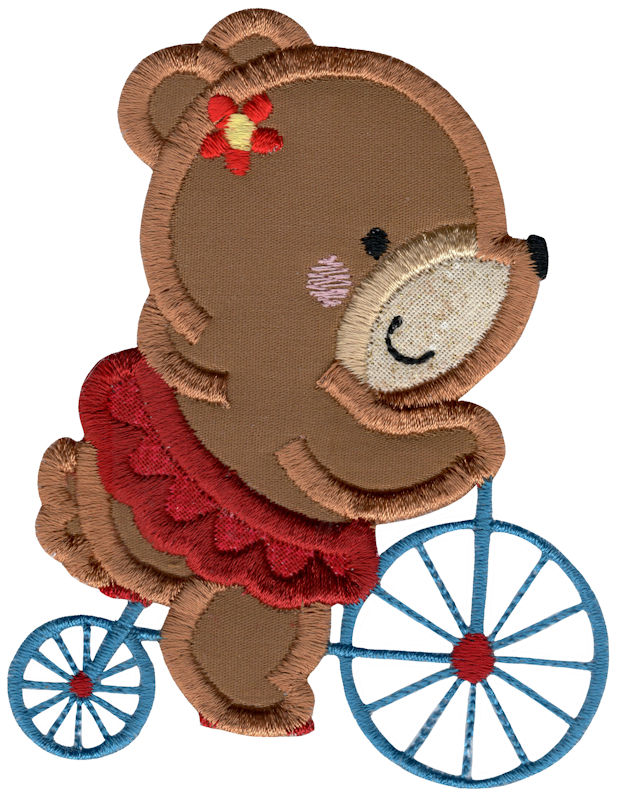 Applique Bear Riding Bicycle
