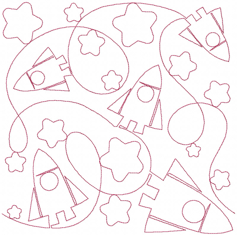 Rocket Ships Quilt Block