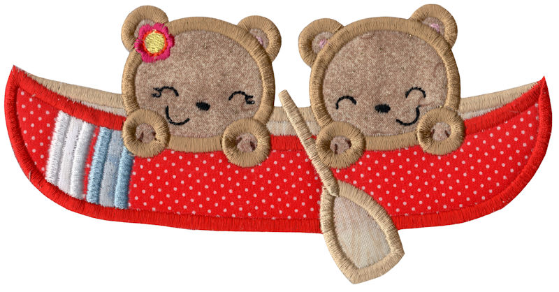 Applique Bears In A Canoe