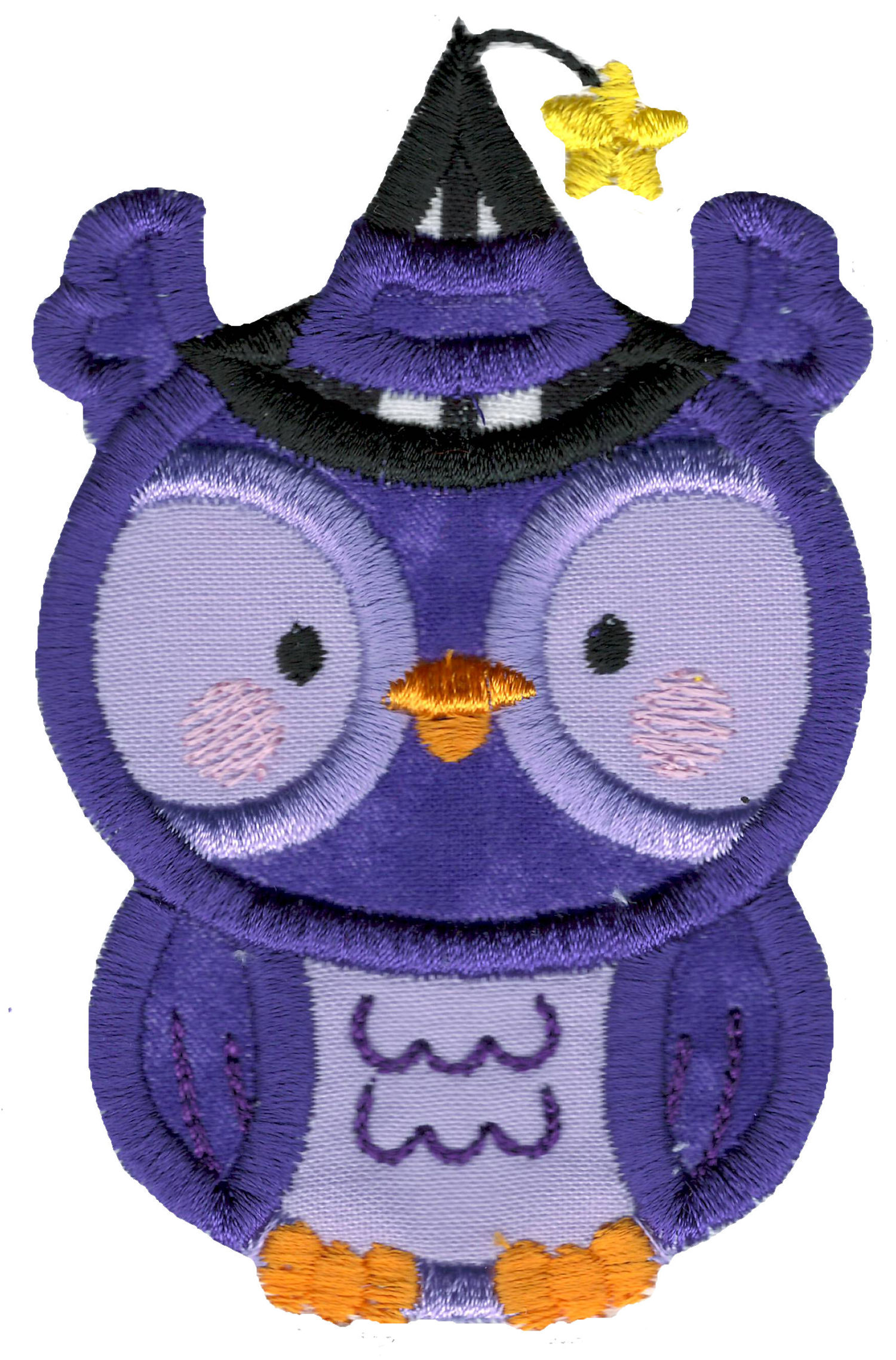 Applique Thin Owl Wearing Witches Hat