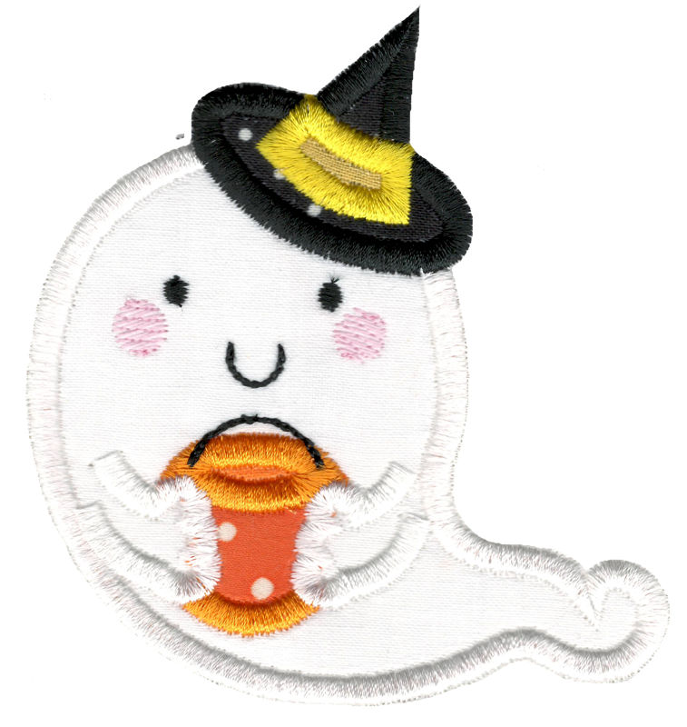 Applique Ghost Wearing Witches Hat
