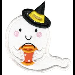 Applique Ghost Wearing Witches Hat