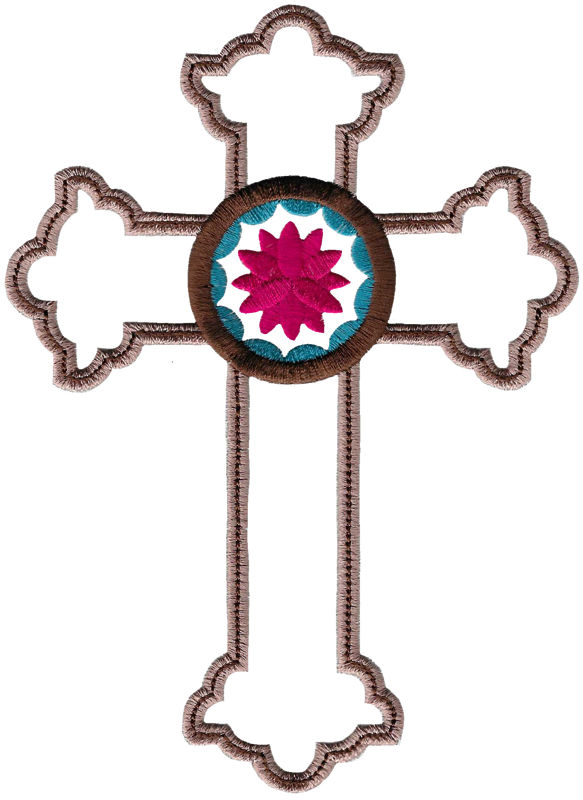 Pink Flower Decorative Cross