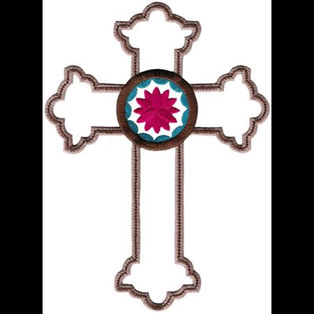 Pink Flower Decorative Cross