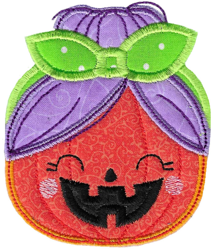 Girl Jack-O-Lantern Applique