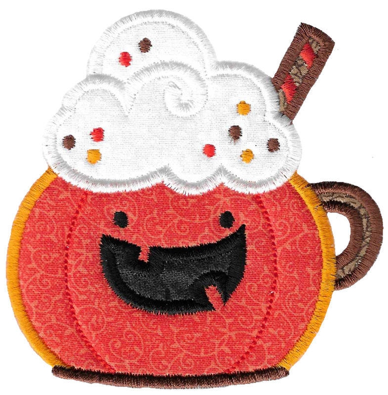 Jack-O-Lantern Pumpkin Latte Applique