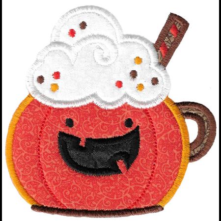 Jack-O-Lantern Pumpkin Latte Applique