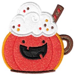 Jack-O-Lantern Pumpkin Latte Applique