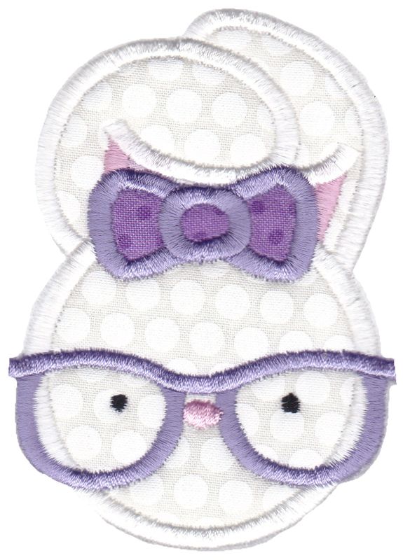 Hipster Girl Bunny Applique